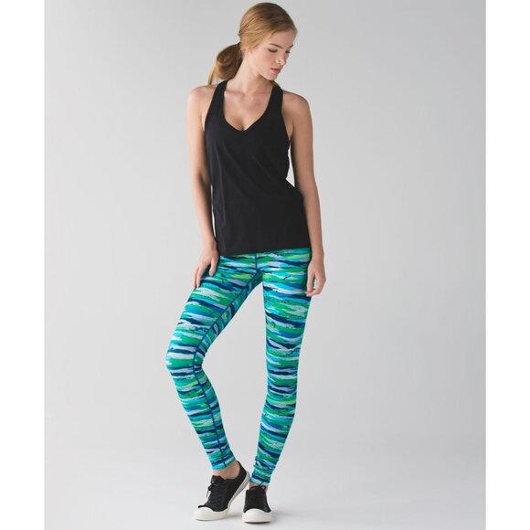 Lululemon Womens Blue Green Seven Wonders Wunder Under High Rise Legging 6 - Picture 2 of 11